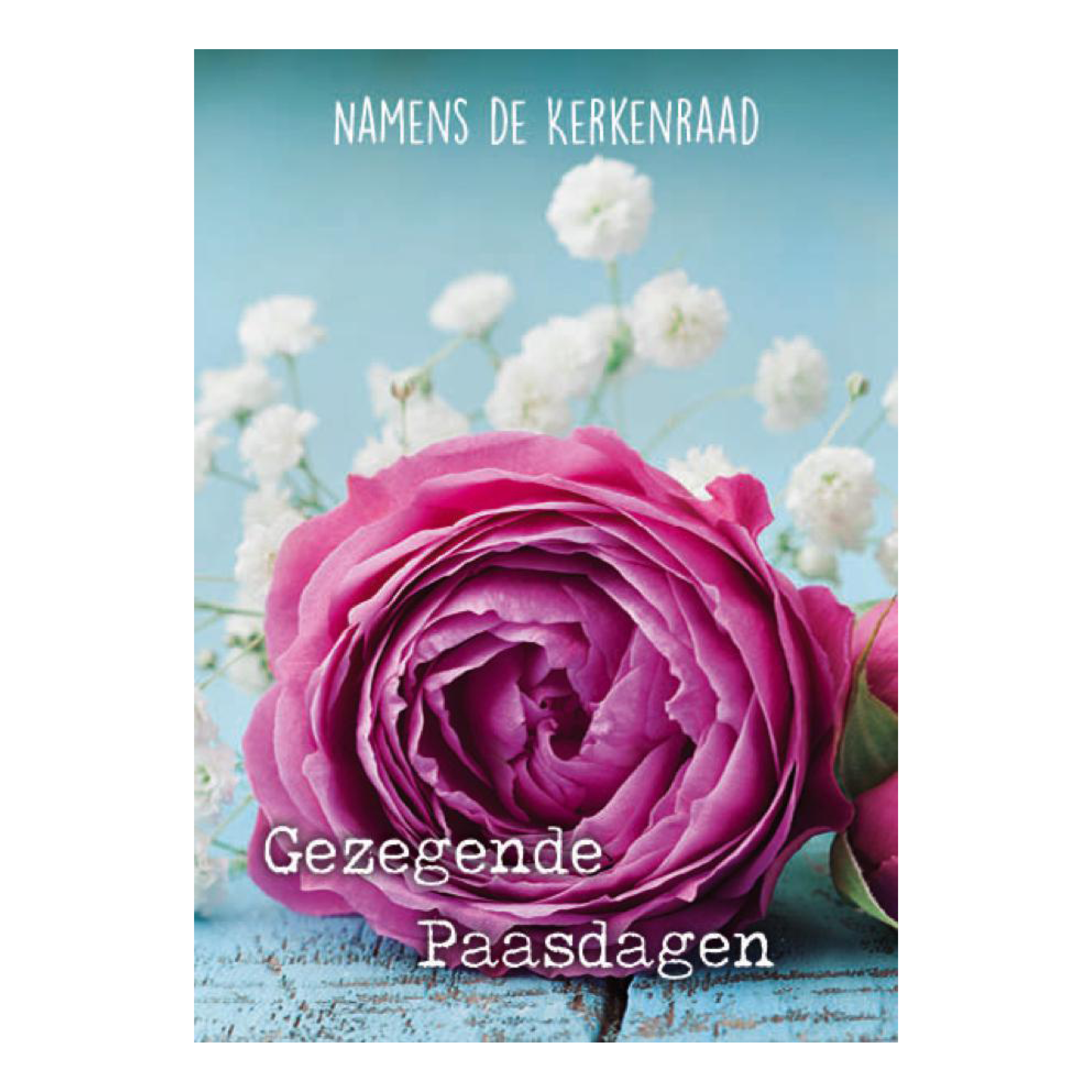 100 Voordeelkaarten kerk 'Gezegende paasdagen - bloem rose'